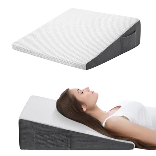 7.5-Inch Bed Wedge Pillow for Sleeping & Pain Relief - Cooling Memory Foam