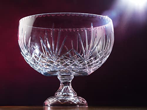 Handmade Lead Crystal Footed Centerpiece Bowl - 12-Inch Punch Bowl