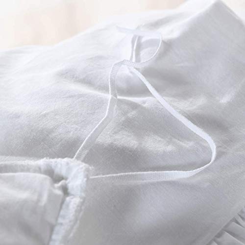 White Ruffled Duvet Cover Set, 3-Piece Queen Washed Cotton Bedding