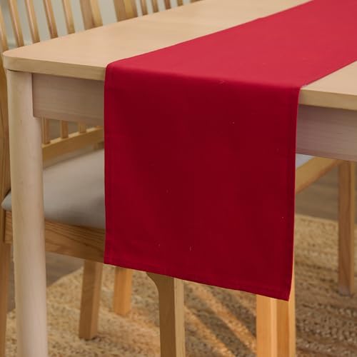 Encasa XO Cotton Table Runner 13x118 in Deep Red