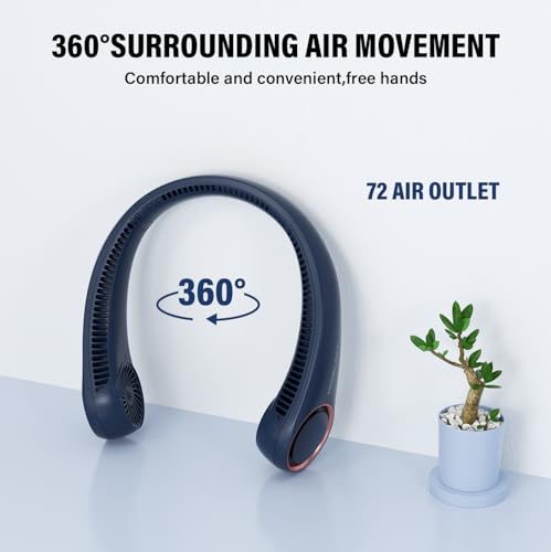 Morelax Hands-Free Bladeless Neck Fan, 4000mAh USB Rechargeable Portable Fan
