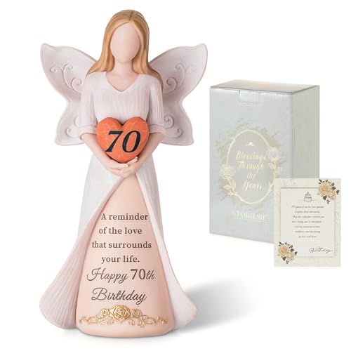 70th Birthday Angel Figurine - Hand-Painted Resin Keepsake Gift for Women