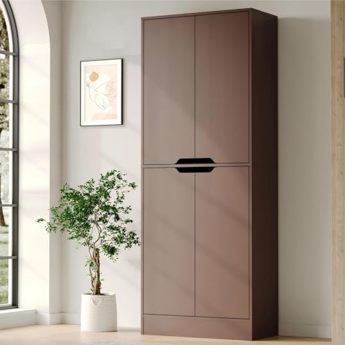 71-Inch Tall Kitchen Pantry Cabinet with Adjustable Shelves, Walnut