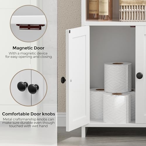 Small Bathroom Storage Cabinet, Slim Floor Cabinet with Door & Shelves