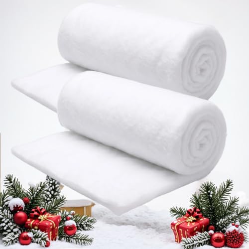 Artificial Snow Blanket Roll 2 Pack - 3' x 8' Fake Snow Cover for Holiday Village