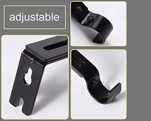 Adjustable Curtain Rod Brackets - 2 Pack Wall Mount Holders for 1 Inch Rod