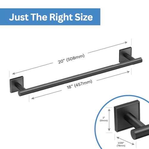 Gatco 5611MX Mode Towel Bar, 18 Inch, Matte Black