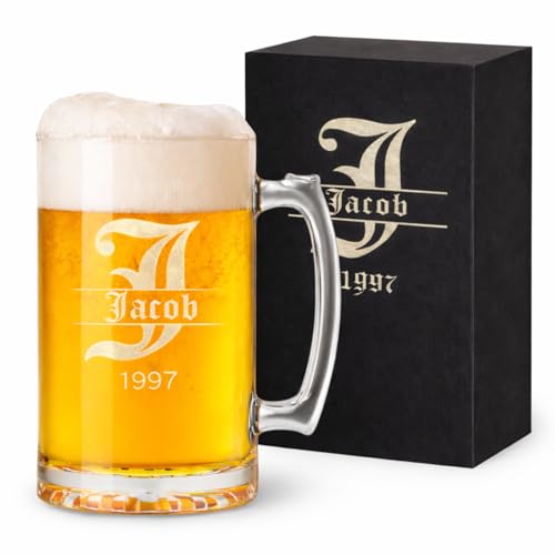 Personalized 16 oz Beer Mug - Custom Engraved Glass for Men