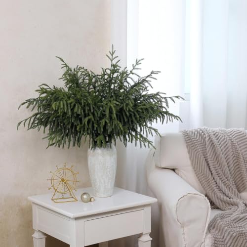 8 Pcs 36-Inch Lifelike Norfolk Pine Branches for Vase - Christmas Decor