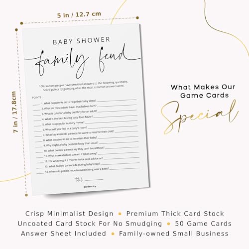 GardenCity Baby Shower Family Feud Game Cards – 50 Gender Neutral Activities