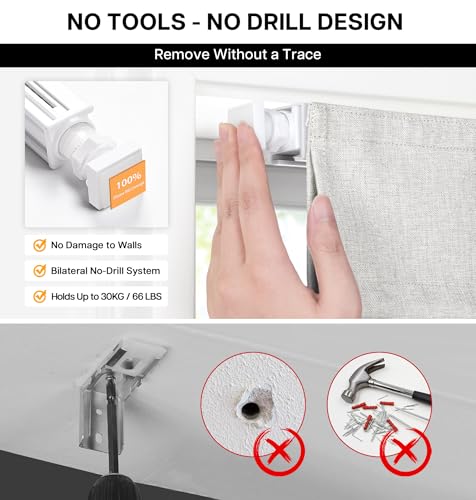 No Drill Blackout Roman Shades 34" W x 64" H - Cordless UV Protection