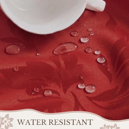 Romanstile Red Floral Jacquard Rectangle Tablecloth 60 x 102 Inch