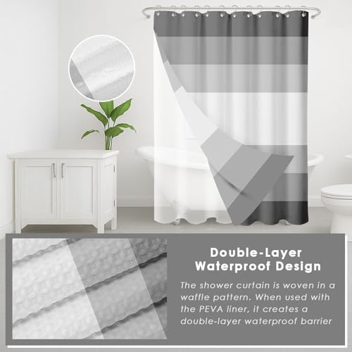 4-Piece Bathroom Set with Shower Curtain, PEVA Liner, and Non-Slip Rugs