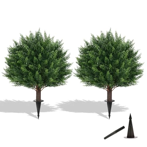 24-Inch Artificial Cypress Topiary Plants, UV-Resistant Set of 2