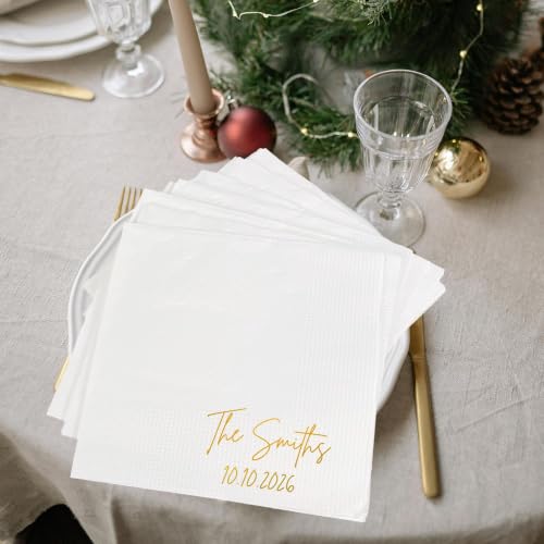 Noni Custom Wedding Napkins Style 3 - Personalized Last Name Reception Decor