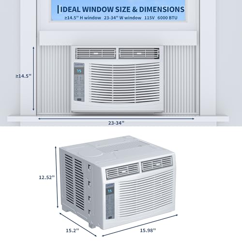 6000 BTU Window Air Conditioner for Rooms up to 250 Sq Ft with Remote Control