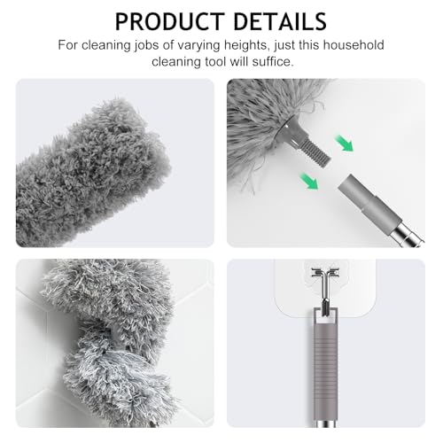 Extendable Microfiber Duster with 100-Inch Pole - Bendable & Washable
