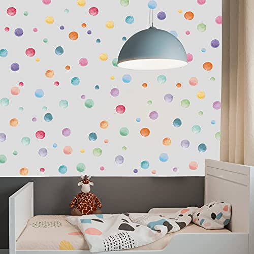 123 Pcs Pastel Polka Dot Wall Stickers, Colorful Round Vinyl Decals