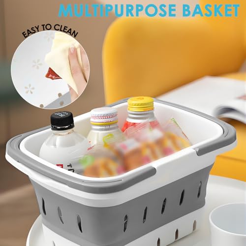 Collapsible Plastic Shower Caddy Tote – Portable Foldable Storage Basket with Drainage Holes & Handles for Bathroom, Gym & Travel