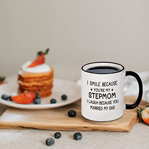 Maustic I Smile Because You Are My Stepmom 11 Oz White Coffee Mug - Gift from Daughter/Son