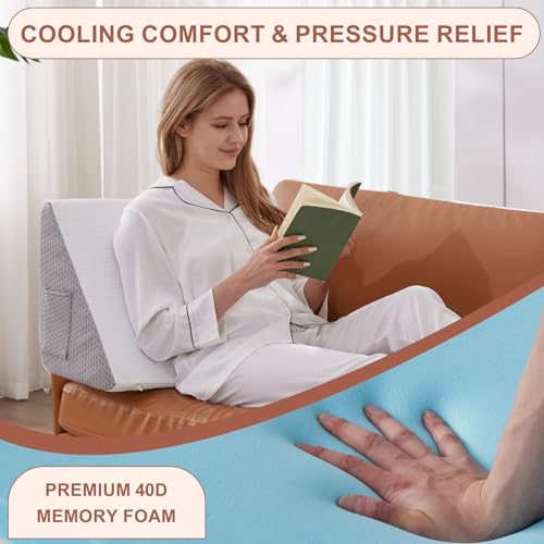 Knee Wedge Pillow for Back Sleeping - Memory Foam Leg Support