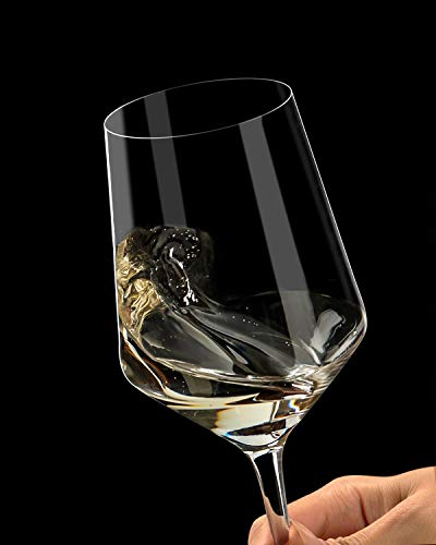 Hand-Blown Crystal Wine Glasses Set of 4 - 15 oz Long Stem Red & White