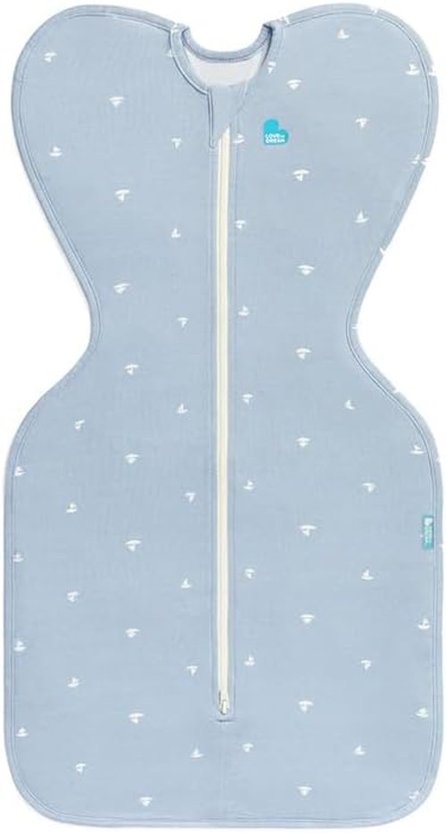 Love to Dream Swaddle Up - Soft Bamboo Fabric Wearable Blanket, Arms Up Position, Medium 8-13 lbs, Boats Mist
