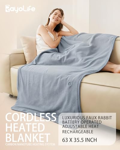 Cordless Heated Throw Blanket with 13500mAh Battery & 6 Heat Settings