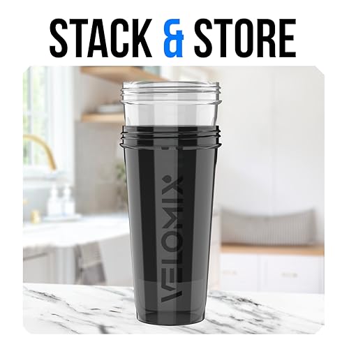 VELOMIX 2 Pack 28oz Protein Shaker Bottle with Wire Whisk, Leak Proof Gym Cup