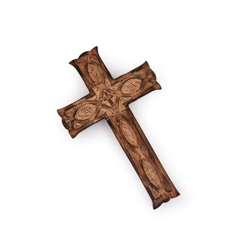 Handcrafted Wooden Wall Cross - 10-Inch Antique Finish Crucifix