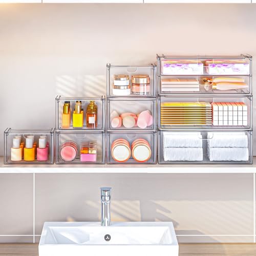 6-Pack Acrylic Stackable Storage Drawers Clear Makeup Organizer