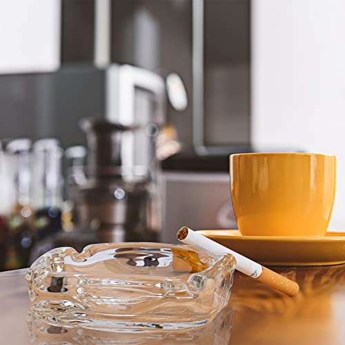 Square Glass Ashtray, Heavy Duty Transparent Ashtray for Home and Office