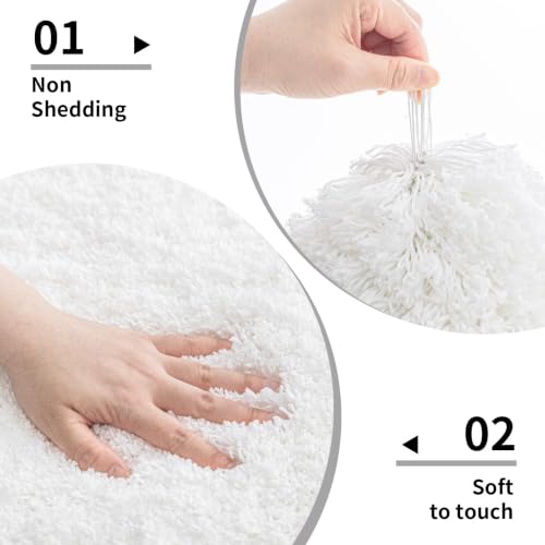 Disolla White Bathroom Rug 17x24 - Non-Slip Plush Bath Mat