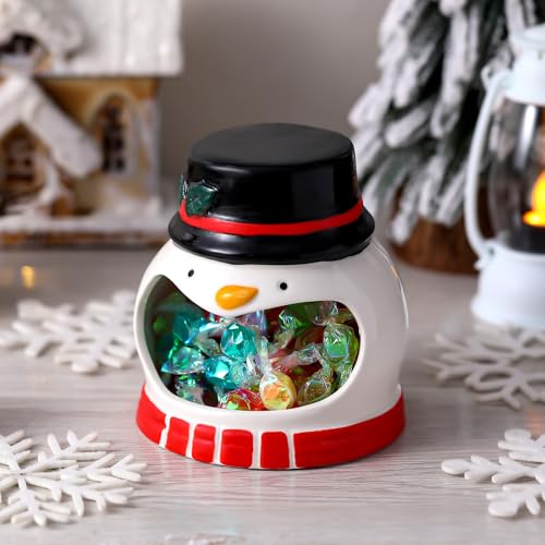 Ceramic Snowman Candy Dish 4.5 Inch - Christmas Holiday Table Decor