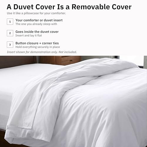 100% Cotton Sateen Twin XL Duvet Cover - Soft White (400 Thread Count)