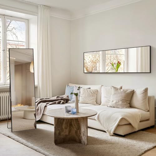 Full Length Floor Mirror 56"x15" - HD Shatterproof Body Mirror with Stand
