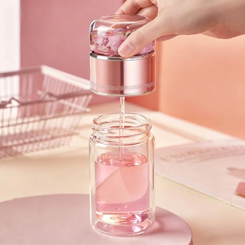 Yosoo Health Gear Rose Gold 420ml Double Layer Stainless Steel Tea Infuser Bottle – Leak Proof, Reusable Water Bottle for Office & Travel