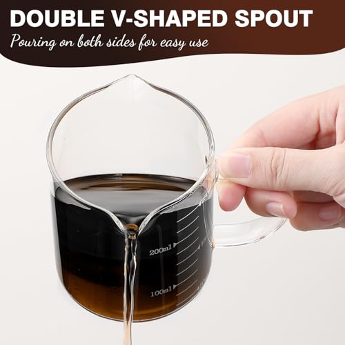 Patelai 2 Pack Espresso Shot Glasses 250ml/8oz with Dual Spouts & Handle