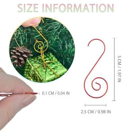IAXSEE 150 Pcs Multicolor S-Shaped Ornament Hooks with Storage Box - Red Green Yellow Christmas Tree Hangers (Circular Shape)