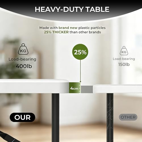 4ft Heavy Duty Folding Table, Portable Indoor & Outdoor Utility Table