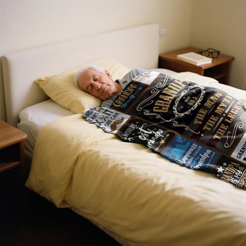 Black Grandpa Gifts Throw Blanket 60 x 50 Inches - Cozy & Meaningful Gift for Grandfather