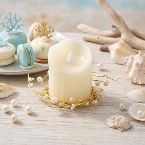 Set of 2 Pearl White Berry Candle Rings for 3.9 Inch Candles