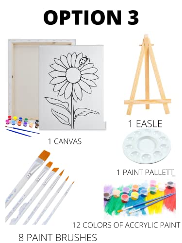 Pre-Drawn Canvas Paint Kit - 8x10, 12x16, 16x20 Sizes for DIY Parties