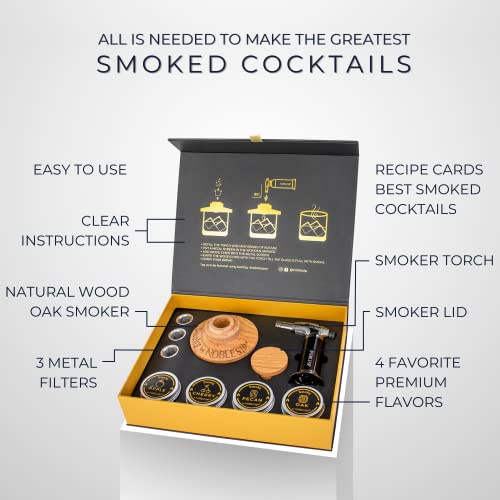 NobleSip Whiskey & Bourbon Cocktail Smoker Kit Original - Premium Oak Wood, Gift Box