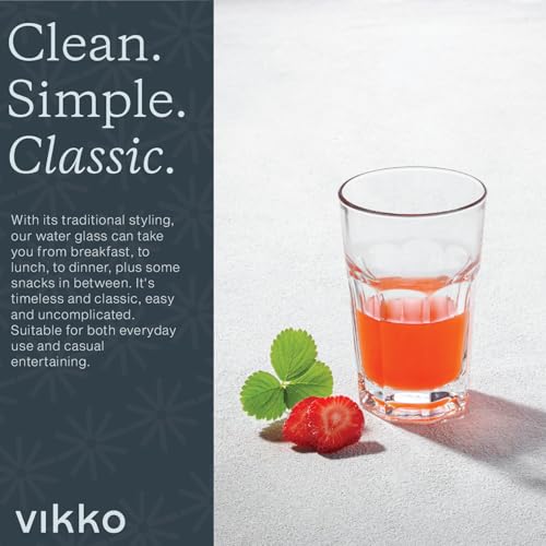 Vikko 11.5 Oz Drinking Glasses Set of 6, Heavy Base Water Tumblers, Dishwasher Safe