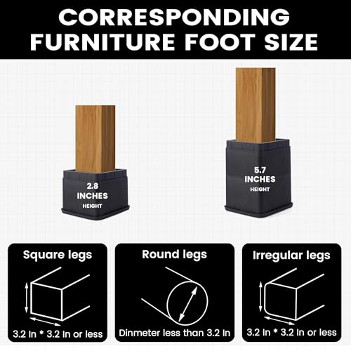 Heavy-Duty 3-Inch Bed Risers - Non-Slip Furniture Lifters (4-Pack, Black)