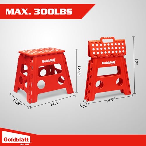 Goldblatt 12.5" Folding Step Stool 2-Pack Red Lightweight Heavy-Duty Plastic