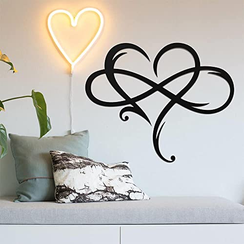 Infinity Heart Metal Wall Art, 15.7-inch Black Steel Love Sign for Home Decor
