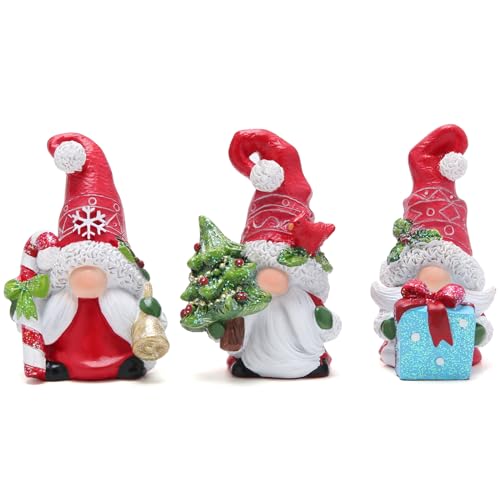 Hodao Red-3 Christmas Gnomes Decorations Handmade Elf Tomte Figurines for Xmas Decor (3pcs)