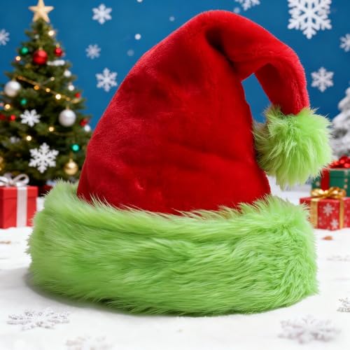 Unisex Velvet Santa Hats for Adults - Christmas & New Year Holiday Party Supplies